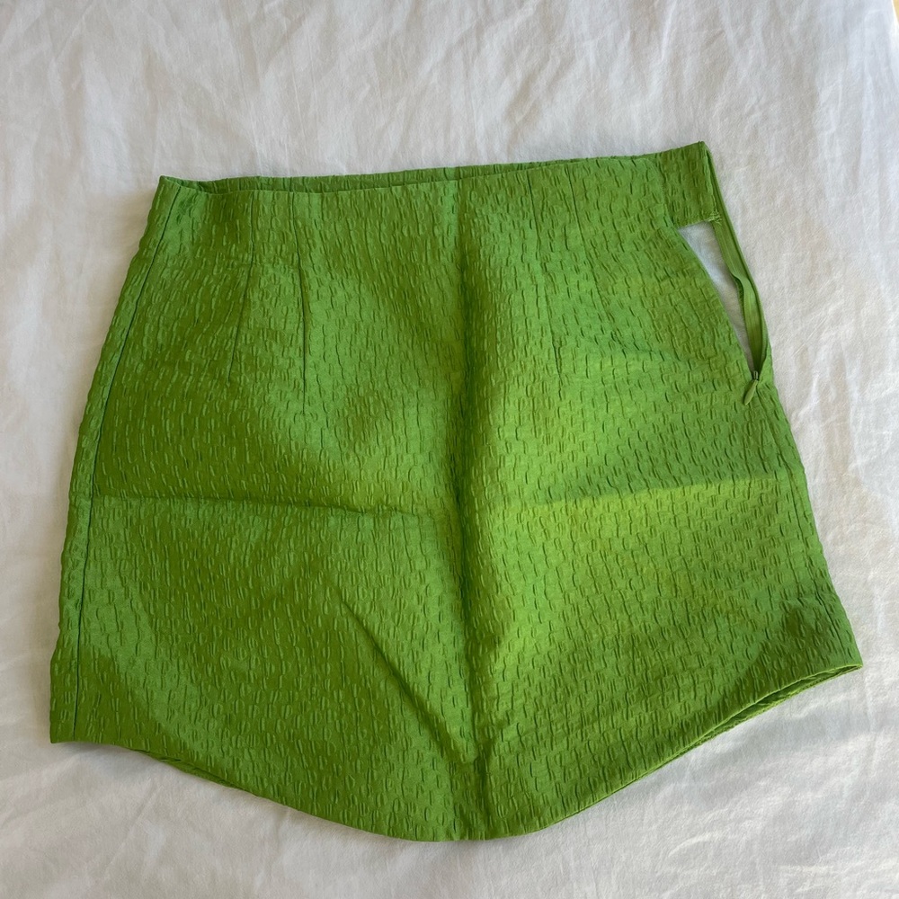 Zara textured green mini skirt